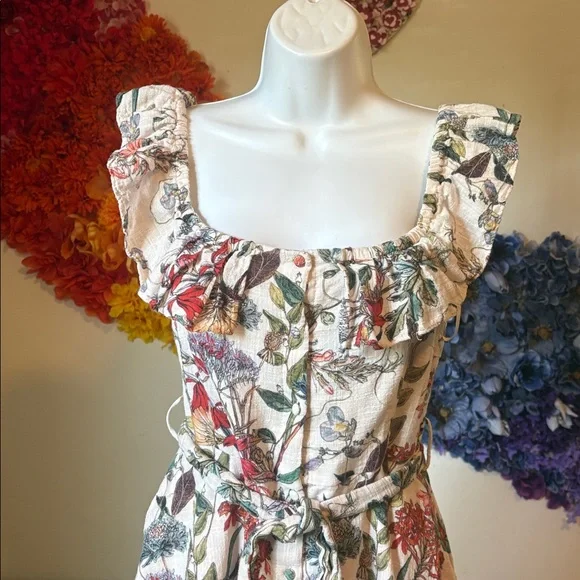 Zara Floral Button Down Off The Shoulder Dress - Picture 11 of 13